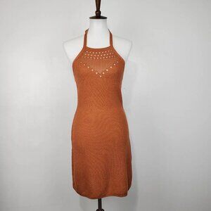 Ultra Flirt Crochet Knit Tie Halter Neck Dress Style# R5524135 NWT Size S Junior